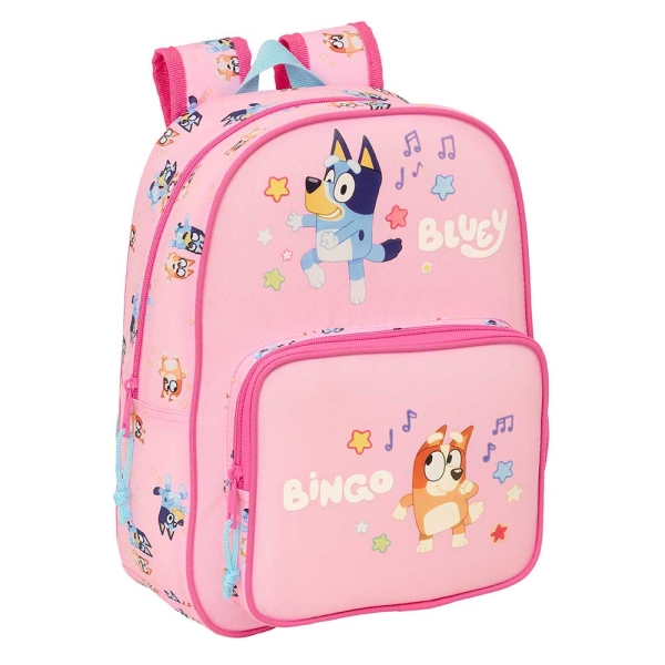 Safta Bluey Dance Mochila Infantil - Portabotellas - Bolsillo Frontal - Adaptable a Carro - Hombreras Acolchadas - 26x34x11cm - Color Rosa