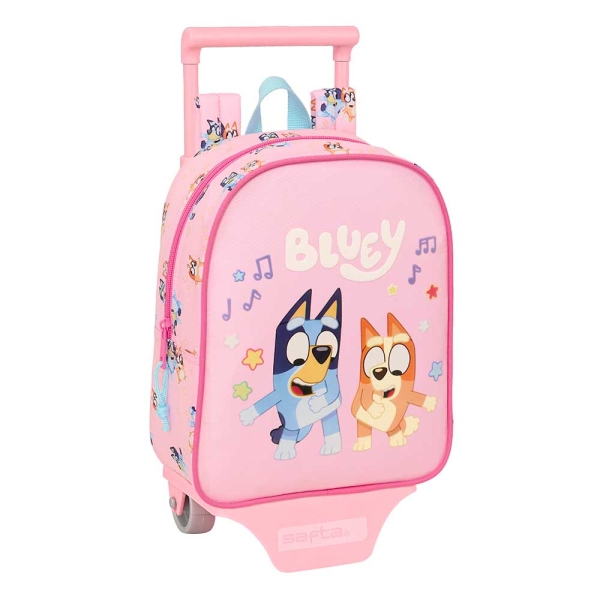 Safta Bluey Dance Mochila con Carro - Extraible - 6L - Tarjeta de Identificacion Personal - Asa de Mano - 22x27x10cm - Color Rosa
