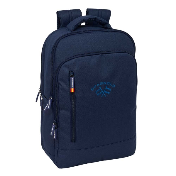 Safta Spagnolo Mochila para Portatiles hasta 15.6" - Portabotellas - Cremallera con Doble Tirador - Bolsillo para Tablet hasta 10.6" - Conector USB - Acolchada - 29x44x15cm - Color Azul Noche