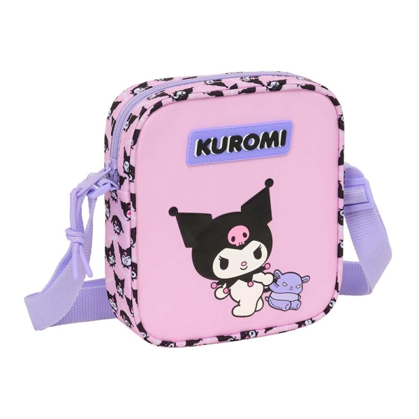 Safta Kuromi Bolsito con Bandolera Ajustable - Compacto - Cierre con Cremallera - 16x18x4cm - Color Rosa