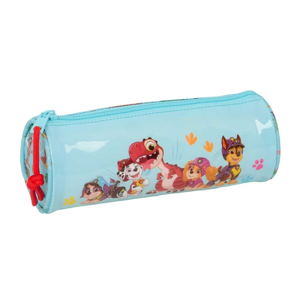 Safta Paw Patrol Dino Rescue Portatodo Redondo - Cremallera con Tirador - 20x7x7cm - Color Azul Pastel