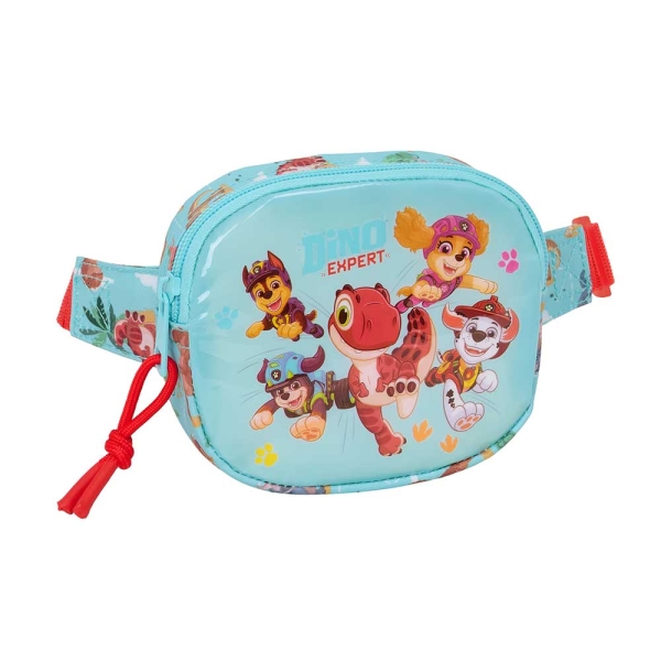 Safta Paw Patrol Dino Rescue Bolsa de Cintura Infantil - Cremallera - Cintas Ajustables - Cierre de PVC - 14x11x4cm - Color Azul Pastel