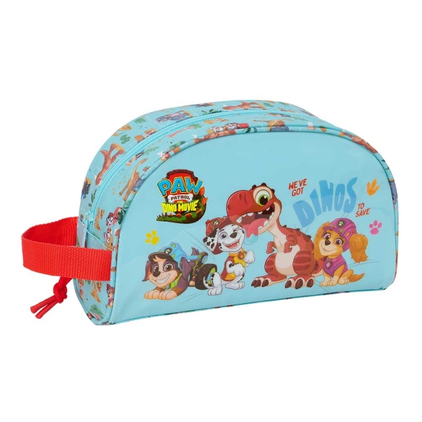 Safta Paw Patrol Dino Rescue Neceser - Adaptable a Carro - Asa de Mano Lateral - Bolsillo Interior con Cremallera - 26x16x9cm - Color Azul Pastel