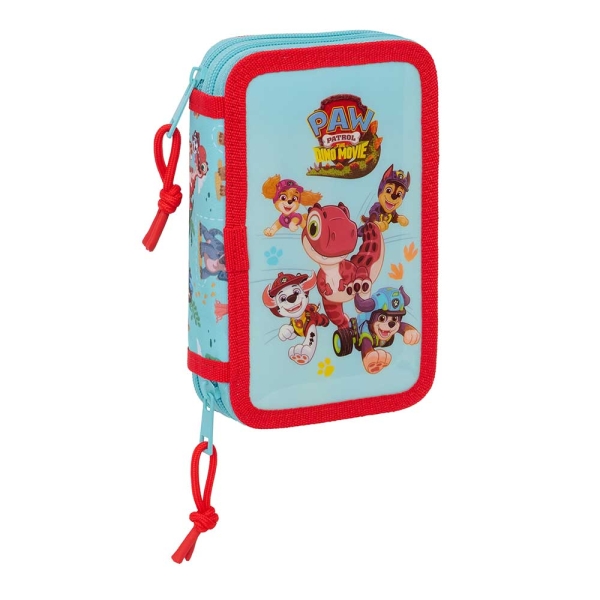 Safta Paw Patrol Dino Rescue Plumier de 2 Pisos - 29 Piezas - Goma - Lapiz - 2 Boligrafos - Sacapuntas - 10 Colores - 14 Rotuladores - 12.5x19.5x4cm - Color Azul Pastel