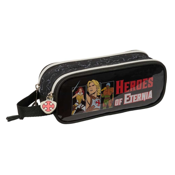 Safta Masters of the Universe Portatodo - 2 Compartimentos con Cremallera - Asa Lateral - Capacidad 1L - 21x8x6cm - Color Gris y Negro