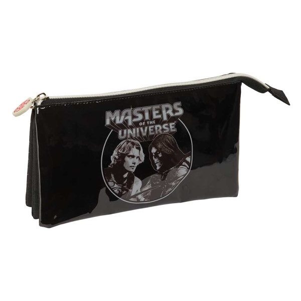 Safta Masters of the Universe Portatodo - 3 Compartimentos con Cremallera - Bolsillo Interior Central - 22x12x3cm - Color Gris y Negro