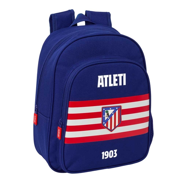 Safta Atletico de Madrid Mochila Infantil - Portabotellas - Bolsillo Frontal - Asa de Mano - Adaptable a Carro - Hombreras Acolchadas - 27x33x10cm - Color Azul Marino