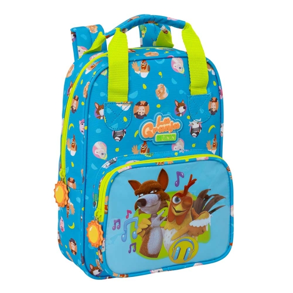 Safta la Granja de Zenon Mochila Infantil - Tarjeta de Identificacion Personal - Bolsillo Frontal - Hombreras Acolchadas - 20x28x8cm - Color Azul y Amarillo