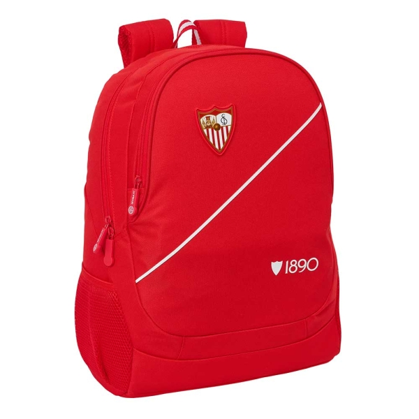 Safta Sevilla FC Mochila - 23L - Adaptable a Carro - Espalda Acolchada - Portabotellas - Cremallera con Doble Tirador - Asa de Mano - Hombreras Ergonomicas - 32x44x16cm - Color Rojo