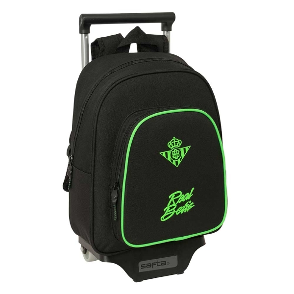 Safta Real Betis Balompie Mochila con Carro - Extraible - Portabotellas - Bolsillo Frontal - Asa de Mano - 28x34x10cm - Color Negro y Verde