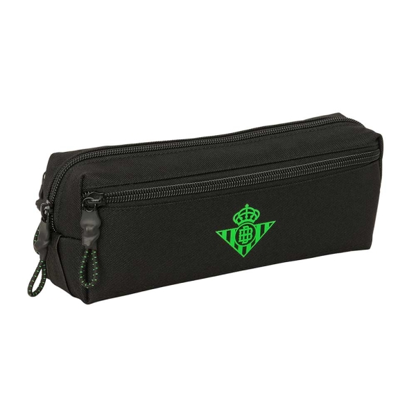 Safta Real Betis Balompie Portatodo - 3 Compartimentos con Cremallera - Goma Elastica - Compacto - 22x8.5x6cm - Color Negro y Verde