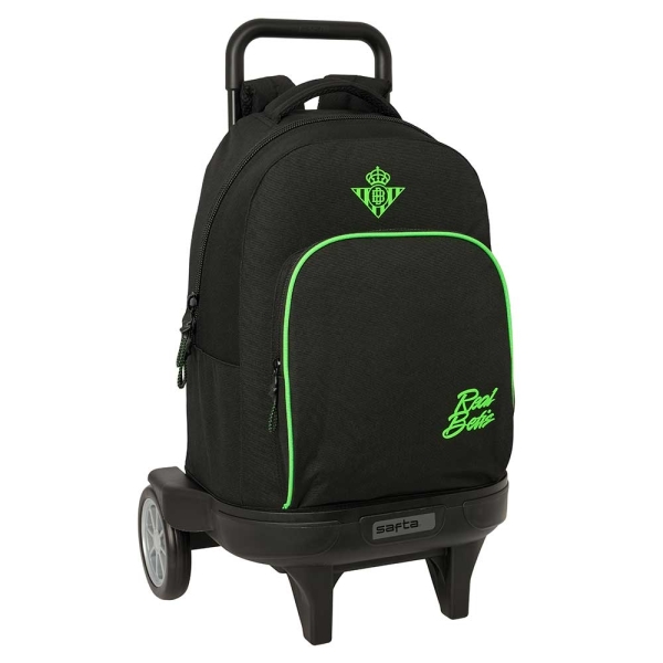 Safta Real Betis Balompie Mochila con Carro - Extraible - 33L - Portabotellas - Tarjeta de Identificacion Personal - Ruedas Antivibracion - Asa - Bolsillo Frontal - 33x45x22cm - Color Negro y Verde