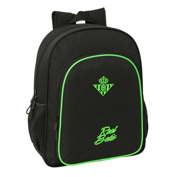 Safta Real Betis Balompie Mochila - 15L - Adaptable a Carro - Bolsillo Frontal - Portabotellas - Cremallera con Doble Tirador - Asa de Mano - Hombreras Acolchadas - 32x38x12cm - Color Negro y Verde