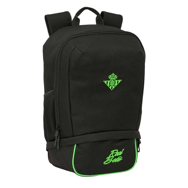 Safta Real Betis Balompie Mochila Zapatillero - Cremallera con Doble Tirador - Bolsillo Interior - Portabotellas - Asa de Mano - 28x51x19cm - Color Negro y Verde