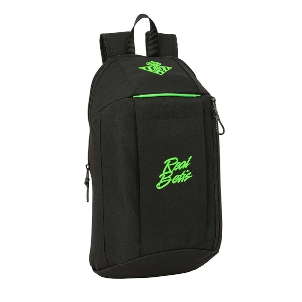 Safta Real Betis Balompie Mini Mochila - 8.5L - Hombreras Acolchadas - Cremallera Vertical - Asa Superior - Bolsillo Frontal - Ajustables y Confortables - 22x39x10cm - Color Negro y Verde
