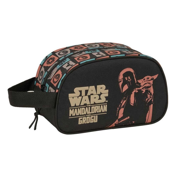 Safta Mandalorian and Grogu Neceser - Adaptable a Carro - Asa de Mano Lateral - 26x15x12cm - Color Negro