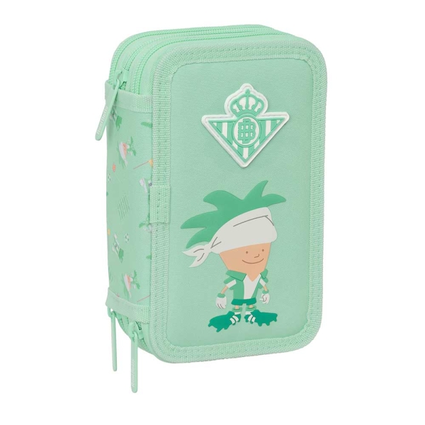 Safta Real Betis Balompie Preescolar Plumier de 3 Pisos - 37 Piezas - Goma - Lapiz - 2 Boligrafos - Sacapuntas - 2 Reglas - 16 Colores - 14 Rotuladores - 12.5x19.5x5.5cm - Color Verde