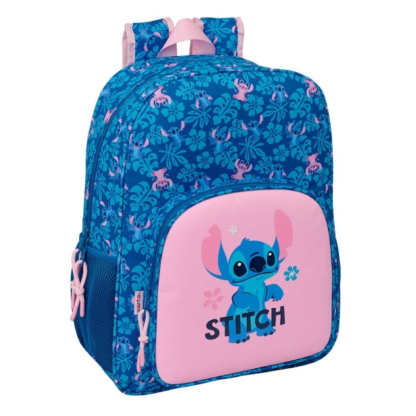 Safta Stitch Lio Mochila - Adaptable a Carro - Bolsillo Frontal - Portabotellas - Cremallera con Doble Tirador - Asa de Mano - Hombreras y Espalda Acolchada - 33x42x14cm - Color Azul Oscuro