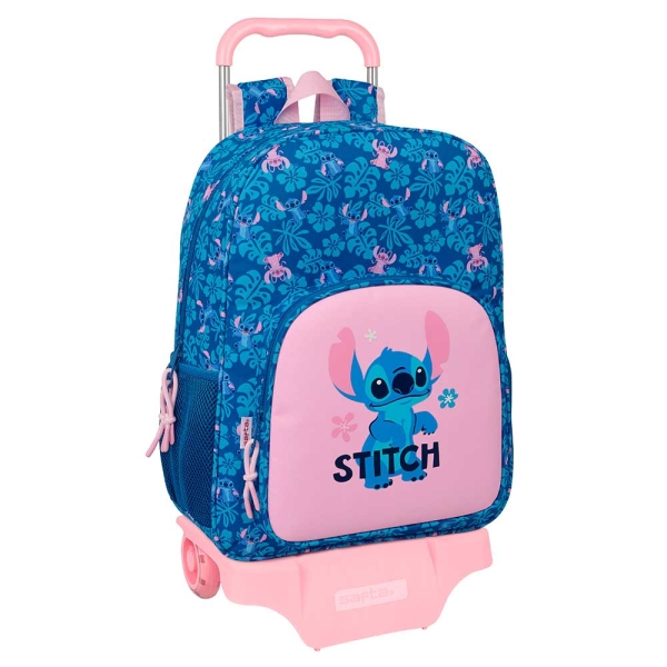 Safta Stitch Lio Mochila con Carro - Extraible - Portabotellas - Bolsillo Frontal - Cremallera con Doble Tirador - Asa de Mano - 33x42x14cm - Color Azul Oscuro
