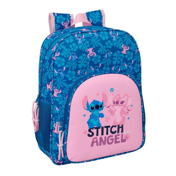 Safta Stitch Lio Mochila - 15L - Adaptable a Carro - Bolsillo Frontal - Portabotellas - Cremallera con Doble Tirador - Asa de Mano - Hombreras y Espalda Acolchada - 32x38x12cm - Color Azul Oscuro