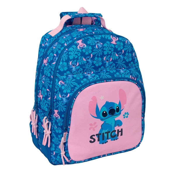 Safta Stitch Lio Mochila - Adaptable a Carro - Bolsillo Frontal - Portabotellas - Cremallera con Doble Tirador - Asa de Mano - Hombreras y Espalda Acolchada - 32x42x15cm - Color Azul Oscuro