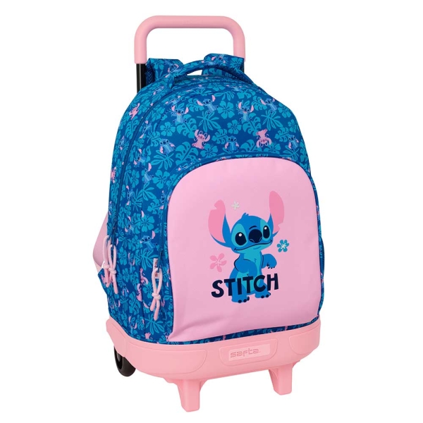 Safta Stitch Lio Mochila con Carro - Extraible - 33L - Portabotellas - Tarjeta de Identificacion Personal - Cremallera con Doble Tirador - Asa - Bolsillo Frontal - 33x45x22cm - Color Azul Oscuro