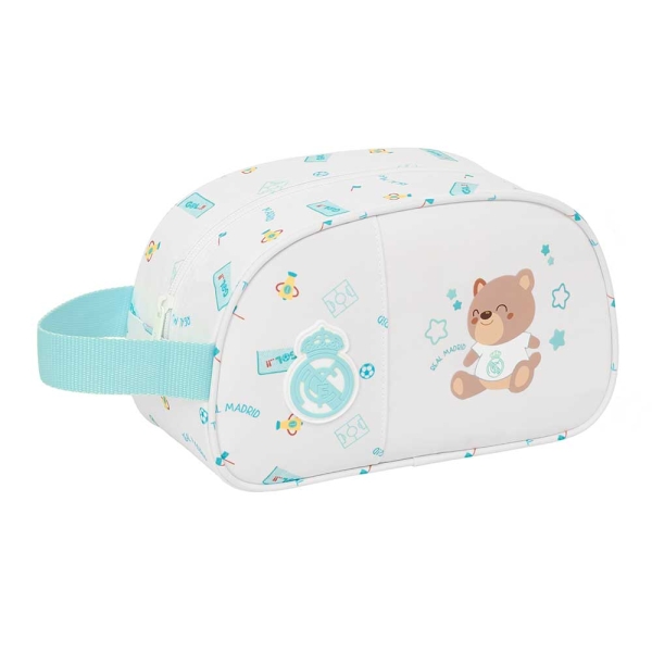 Safta Real Madrid Preescolar Neceser - Adaptable a Carro - Asa de Mano Lateral - 26x15x12cm - Color Blanco