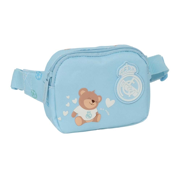 Safta Real Madrid Preescolar Bolsa de Cintura Infantil - Cremallera - Cintas Ajustables - Cierre de PVC - 14x11x4cm - Color Azul