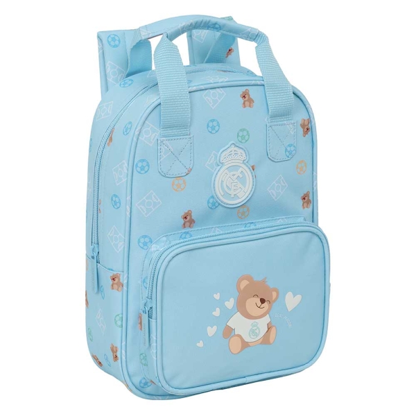 Safta Real Madrid Preescolar Mochila Infantil - Tarjeta de Identificacion Personal - Bolsillo Frontal - Hombreras Acolchadas - 20x28x8cm - Color Azul