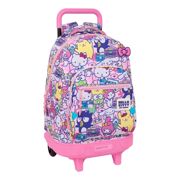 Safta Hello Kitty and Friends Mochila con Carro - Extraible - 33L - Portabotellas - Tarjeta de Identificacion Personal - Cremallera con Doble Tirador - Asa - Bolsillo Frontal - 33x45x22cm - Color Rosa