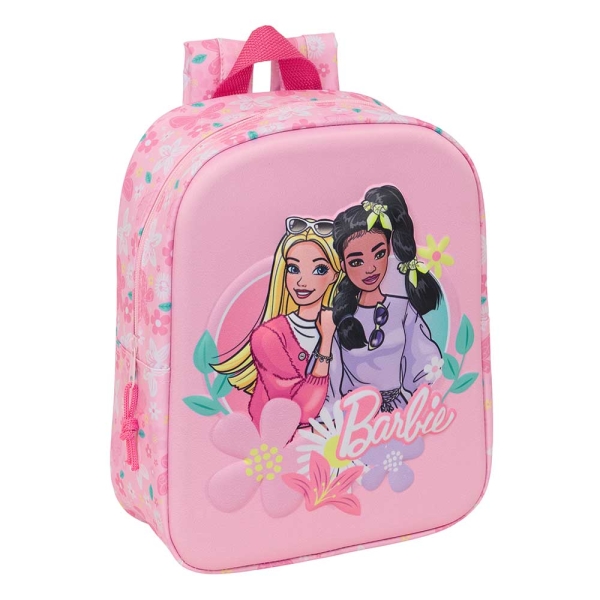 Safta Barbie Mochila Guarderia 3D - 6L - Cremallera - Asa de Mano - 22x27x10cm - Color Rosa