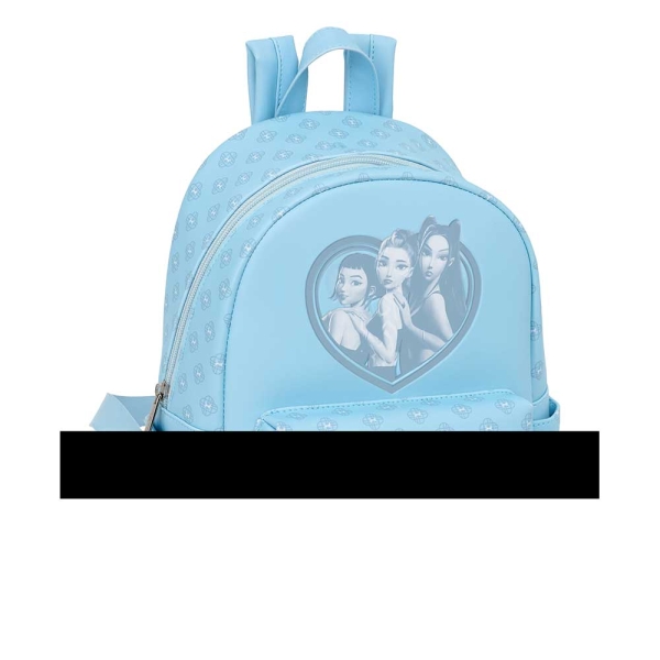 Safta K-Pop Demon Hunters Secret Mini Mochila - Bolsillo Frontal y Lateral - Cremallera - Hombreras Ajustables - Asa Superior - Compacta y Ligera - 24x28x12cm - Color Azul Claro