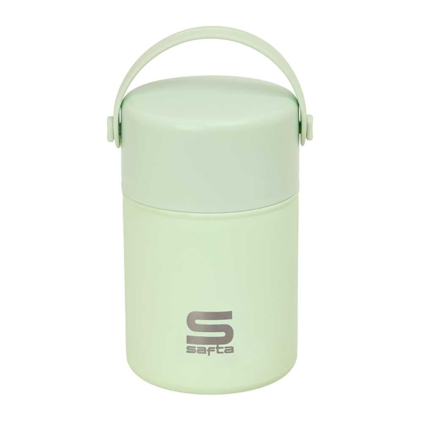 Safta Termo para Alimentos - Acero Inoxidable - Cuchara Plegable - Base de Silicona - Asa Superior - 12h Caliente - 24h Frio - Acero Inoxidable - 10.5x17x10.5cm - Color Menta