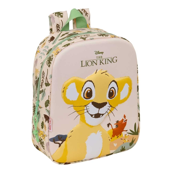 Safta el Rey Leon Mochila Guarderia 3D - 6L - Cremallera - Asa de Mano - 22x27x10cm - Color Melocoton Claro
