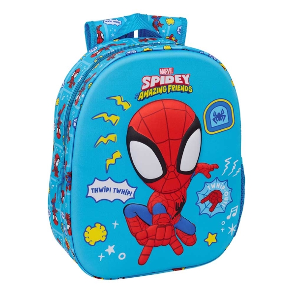Safta Spidey Mochila 3D - Portabotellas - Hombreras Acolchadas - Asa de Mano Superior - 27x33x10cm - Color Azul