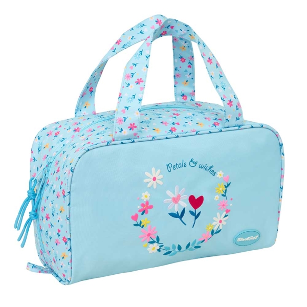 Safta Blackfit8 Petalos Neceser Rectangular - Organizadores con Compartimentos - Asas de Mano - Bolsillo Interior con Cremallera - Doble Tirador - 31x14x19cm - Color Azul Claro