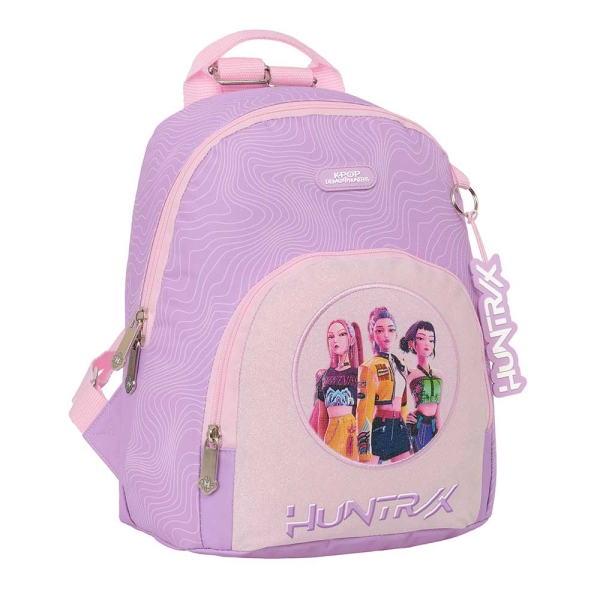 Safta K-Pop Demon Hunters Iconic Mini Mochila - Bolsillo Frontal y Trasero - Cremallera - Hombreras Ajustables - Asa Superior - Compacta y Ligera - 25x30x13cm - Color Lavanda