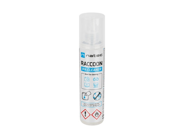 Natec Raccoon Ipa 250 ml Alcohol Isopropilico para Limpieza en Spray - Concetracion de Alcohol Superior al 99,8%