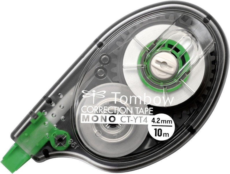 Tombow Mono YT Cinta Correctora - 4.2mm x 10m - Presentado en Blister - PET Resistente al Desgarro - Secado Inmediato - Color Transparente