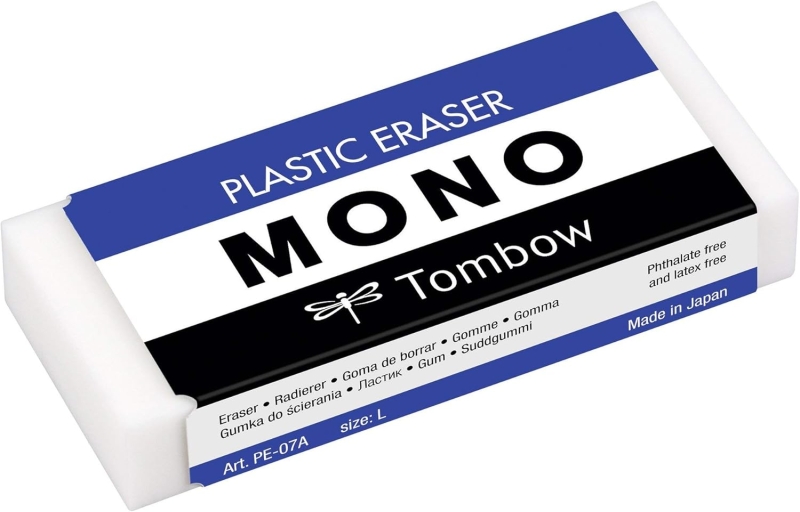 Tombow Mono Goma de Borrar Blanda - 38g - Formato L - PVC Libre de Ftalatos y Latex - Funda de Papel - Color Blanco