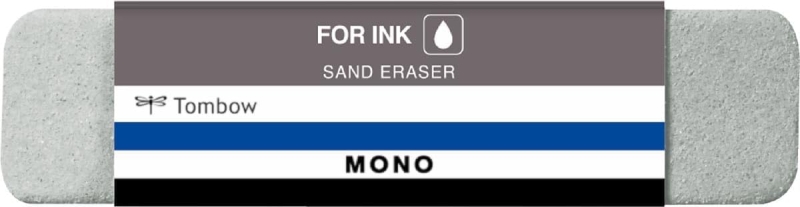Tombow Mono Sand Goma de Borrar para Tinta - 13g - Microparticulas de Arena - Forma Biselada - Funda de Papel - Color Gris