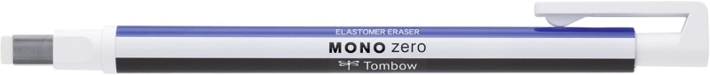 Tombow Mono Zero Portagomas - Punta Rectangular de 2.5x5mm - Capuchon de Proteccion - Mecanismo de Giro - Libre de PVC y Latex - Color Blanco, Azul y Negro
