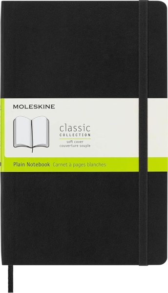 Moleskine Classic Libreta de Tapa Blanda - Papel Marfil Liso - 70g/m2 - Apertura 180º - Esquinas Redondeadas - Marcapaginas - Bolsillo Interior Extensible - Cierre Elastico - 13x21cm - Color Negro