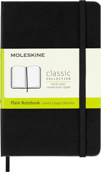 Moleskine Classic Libreta de Tapa Dura - Papel Marfil Liso - 70g/m2 - Apertura 180º - Esquinas Redondeadas - Marcapaginas - Bolsillo Interior Extensible - Cierre Elastico - 9x14cm - Color Negro