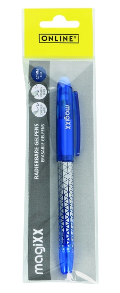 Online MagiXX Classic Boligrafo de Tinta Gel Borrable - Trazo de 0.7mm - Cartucho Reemplazable - Presentado en Blister - Uso Ambidiestro - Color Azul