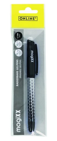 Online MagiXX Classic Boligrafo de Tinta Gel Borrable - Trazo de 0.7mm - Cartucho Reemplazable - Presentado en Blister - Uso Ambidiestro - Color Negro
