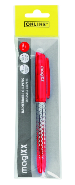 Online MagiXX Classic Boligrafo de Tinta Gel Borrable - Trazo de 0.7mm - Cartucho Reemplazable - Presentado en Blister - Uso Ambidiestro - Color Rojo