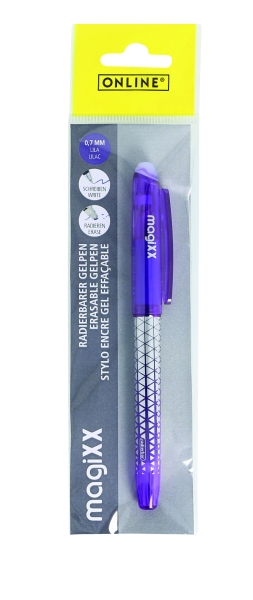 Online MagiXX Classic Boligrafo de Tinta Gel Borrable - Trazo de 0.7mm - Cartucho Reemplazable - Presentado en Blister - Uso Ambidiestro - Color Lila