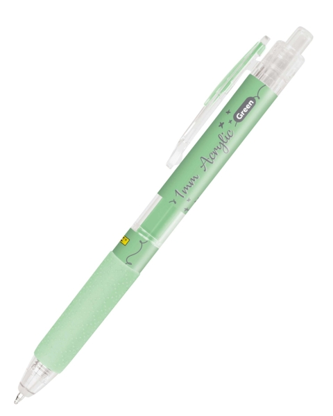 Online Boligrafo Retractil - Tinta Acrilica - Punta Fina de 1mm - Color Verde
