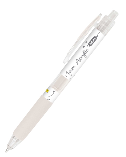 Online Boligrafo Retractil - Tinta Acrilica - Punta Fina de 1mm - Color Blanco